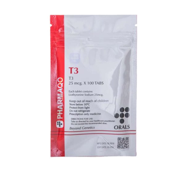 T3 25 mcg x 50 comprimidos de liotironina sódica de 25 mcg, 50 comprimidos Pharmaqo Labs 41E