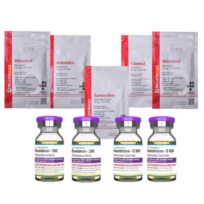 Pacote 2GETMUSCLE Cycle Prize de Masse Seche avancee Susta Stano Deca Pharmaqo Labs Esteróides Injetáveis Orais